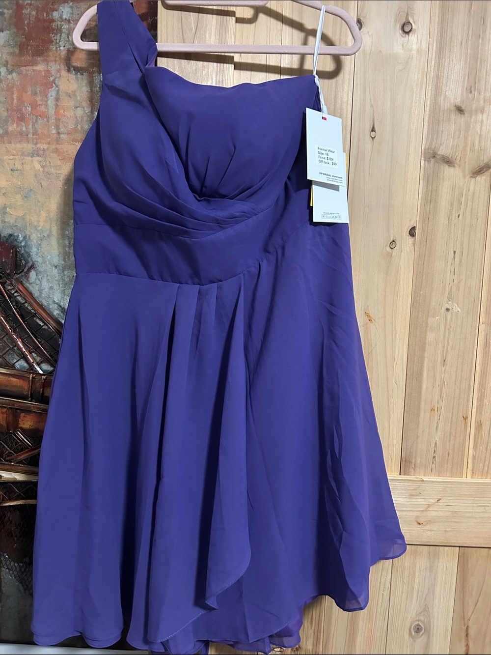 Purple One-Shoulder Chiffon Corset & Zipper Back Evening Dress